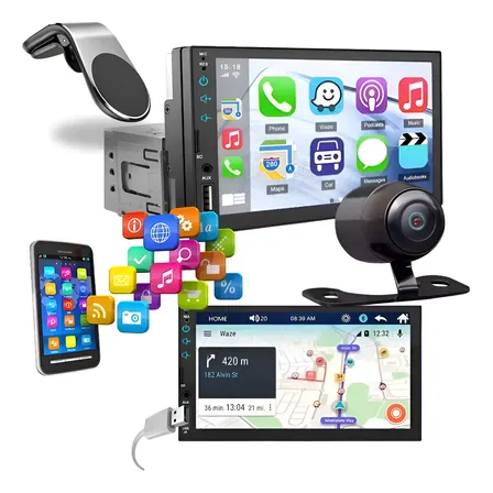 Universal Multimidia Mp5 Player Hd Touch 1 Din 7pol + Camera Kit Multimidia 1 Din