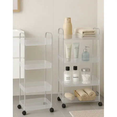 Carrinho De Canto Organizador Auxiliar Rodinha 4 Prateleiras