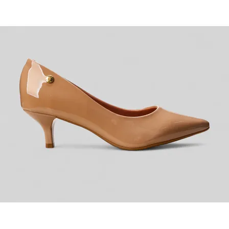 Sapato Scarpin Feminino Com Salto Fino Bege Vizzano