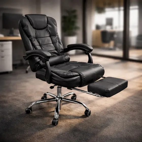 Cadeira Presidente Ergonômica Com Suporte Lombar E Apoio Pé