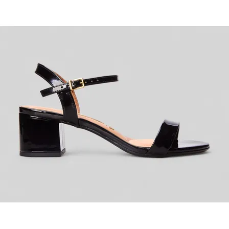 Sandália Feminina Salto Médio Bloco Preta Vizzano