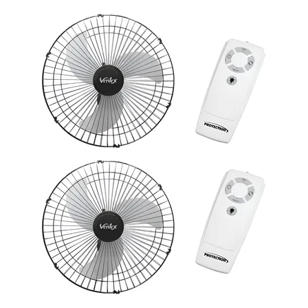 2x Ventilador Parede Oscilante 60cm Bivolt Controle Remoto