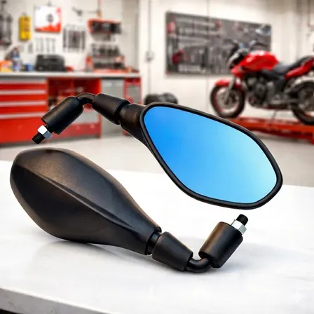 Retrovisor Bmw F800 Rebaixado 90° Honda Lente Convexo Azul