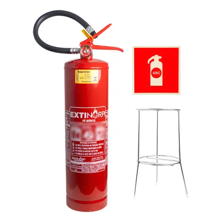 Kit Extintor Abc 6kg Com Suporte E Placa De Sinalização