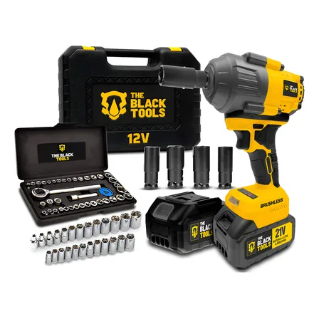 Kit Chave De Impacto 21v Parafusadeira + Jogo Soquete 46pçs Amarelo 127/220v 50-60hz