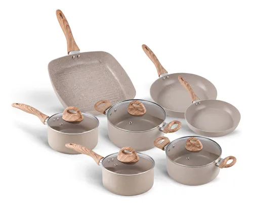 Jogo Panelas 7 Pç C/ Indução Ceramic Smart Plus Areia Brinox