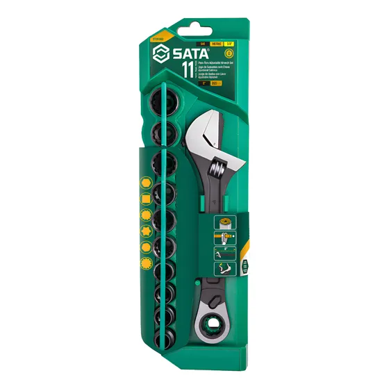 Jogo Soquetes Vortex X6 Chave Ajustável 11 Pçs St09000 Sata Verde