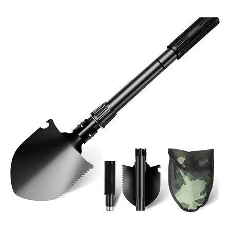 Pá Picareta De Aço Militar Portátil Dobrável Multi-função Preto