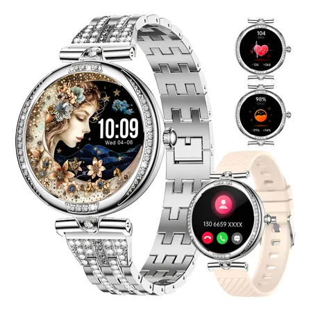Smartwatch Bluetooth Esportivo Relogio Digital Feminino Ip68 Prateado Aço Inoxidável