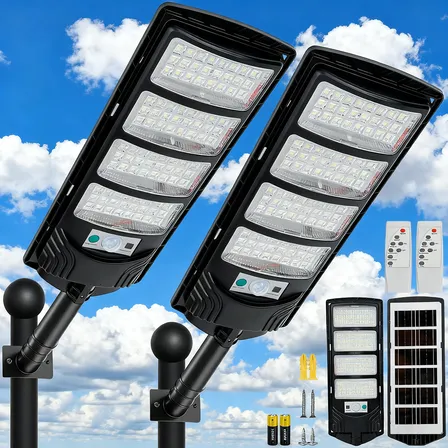 Kit 2 Luminária Solar Externa 600w Potente Com Sensor