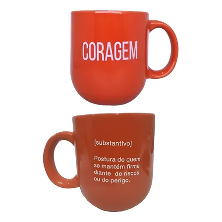 Caneca Cerâmica 220ml Coragem Laranja Coragem