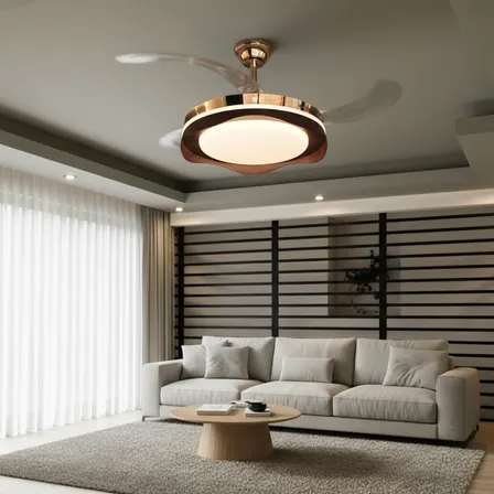 Ventilador De Teto Retrátil 78w Silencioso Led Dimerizavel