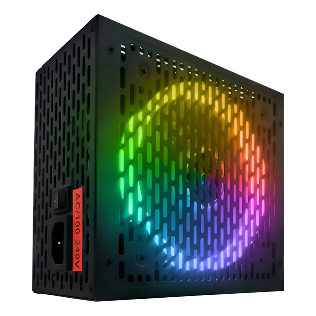 Fonte Atx Gamer Brx 750w Rainbow Rgb Automatica 80 Plus Pcf Preto