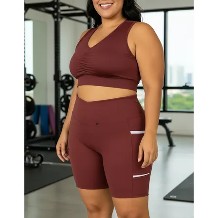 Roupa Ginástica Plus Size Conjunto De Academia Short E Top