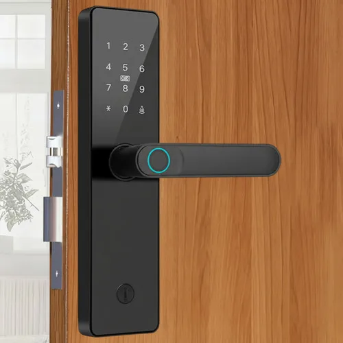 Fechadura Eletronica Digital Com Biometria Senha Tuya Wi-fi Preto