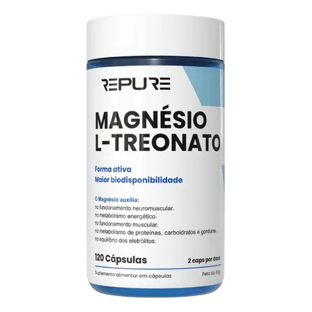 Magnésio L-treonato Suplemento Premium - 120 Cáps Repure Sem Sabor
