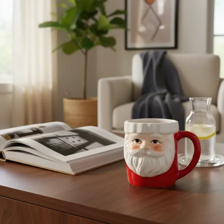 Caneca Natal Papai Noel 300ml Natalina Cerâmica Detalhada Natalino Papai Noel