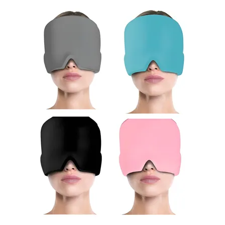 Touca Alivio Enxaqueca Mascara Térmica Bolsa Gel Ajustável Preto