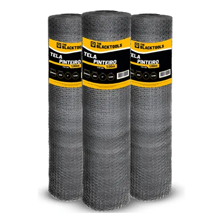 Kit C/ 3 Telas Pinteiro Aço Galvanizado 1,00m X 25 Metros