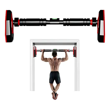 Barra Flexão Porta Ajustável 65-100cm: Musculação Fixa Preto