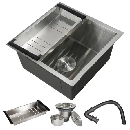 Cuba Pia Cozinha Quadrada Escovada 44x44 Cm Luxo Inox