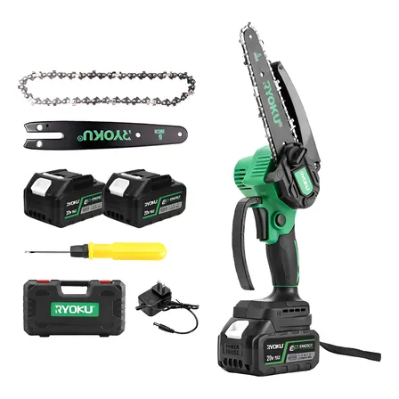 Motoserra Elétrica Brushless Portátil Ryoku 20v 2 Baterias Verde 127/220v