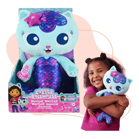 Gabby's Dollhouse Pelucia De 33cm Gato Sereia Com Som E Luz