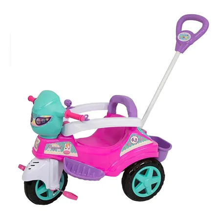 Carrinho Triciclo De Passeio Baby City Menina Maral Rosa