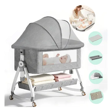 Berco Bebe Portatil Retratil Acoplado Moise Balanço Infantil