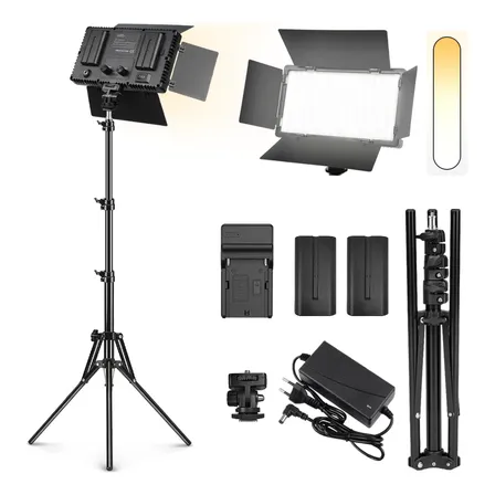 Luz De Led U800 Profissional Iluminador Com Tripe Righ Light Preto