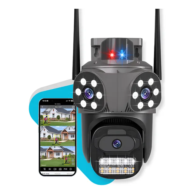 Câmera De Segurança Externa Lente Tripla + Sirene + Rastrea