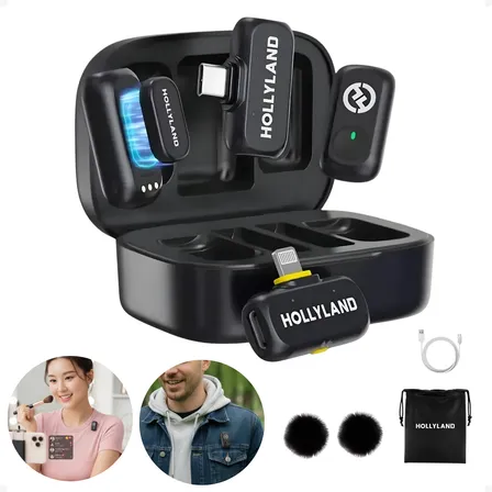Microfone Lapela Hollyland Lark A1 Combo Usb-c E Lightning Preto