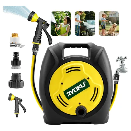 Mangueira Enrolador E Esguicho Ryoku 12.6m, Leve E Completo Amarelo Com Preto