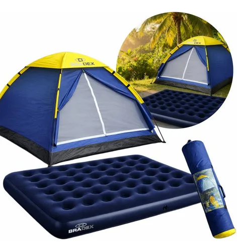 Barraca Camping Iglu 4 Lugares 2,10x2,10m Mais Colchão Casal