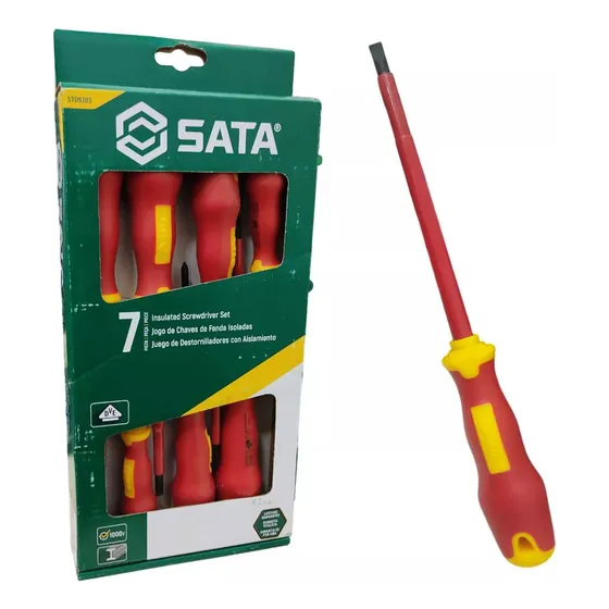 Jogo De Chaves Fenda Phillips Isolada Vde 7pç St09303 Sata