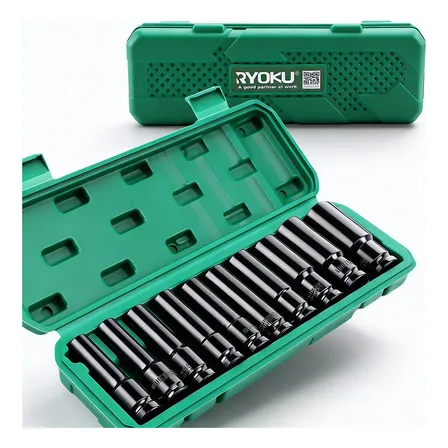 Jogo Soquete Longo Sextavado Impacto Ryoku 1/2 8-24 Mm 10pcs