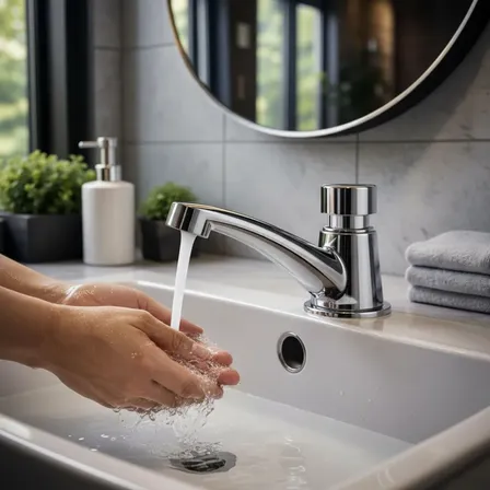 Torneira Automática Sensor Botão Banheiro Lavatório Cromado