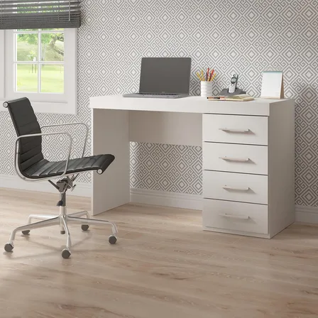 Mesa Escrivaninha Home Office Com 4 Gavetas 120cm Branco