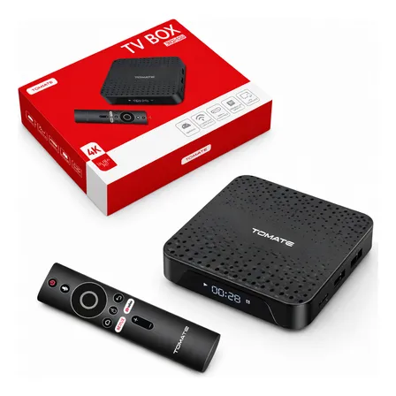 Tv Box Tomate Mcd-125 4k Android 10 Com Visor Digital Preto De Voz