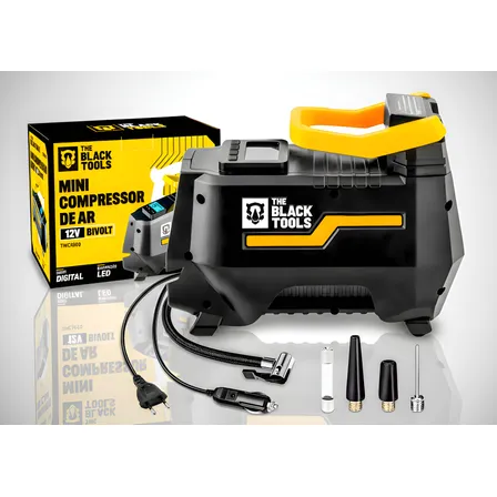 Compressor Portátil De Ar 120w De Encher Pneu Carro Moto Preto 127/220v 60hz Monofásica