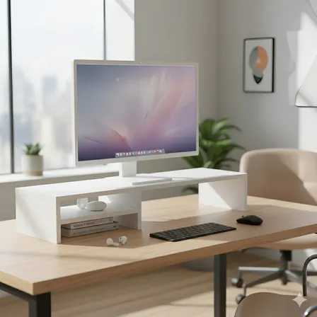 Base Monitor Suporte Setup Gamer Prateleira 100x20x15 Branco Branco