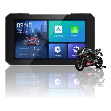 Tela De Motocicleta Ottocast Com Carplay/android Auto Preto Preto
