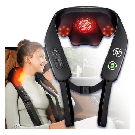 Massageador Cervical Ombros Shiatsu Lombar Multifuncional 127/220v Preto