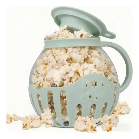 Panela De Pipoca Antiaderente Vidro Sem Bpa Fácil Usar Verde