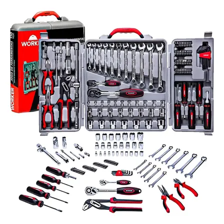 Jogo De Ferramentas Kit 110 Peças Compacta Maleta Crv Prateado