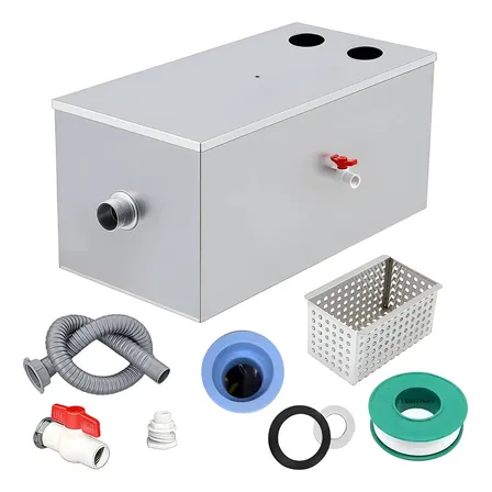 Caixa Gordura Cozinha Genérica Aço Inoxidável 30 L 18 Kg Prateado