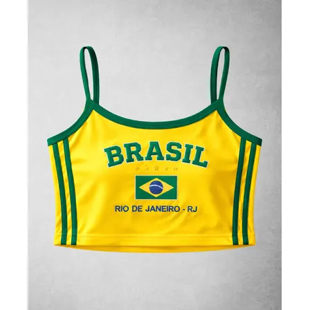 Blusa Do Brasil Virgínia Cropped Amarelo Rio De Janeiro