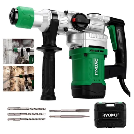 Martelete Rompedor Perfurador Elétrico 1500w Ryoku Sds Plus Verde 110v 50-60hz