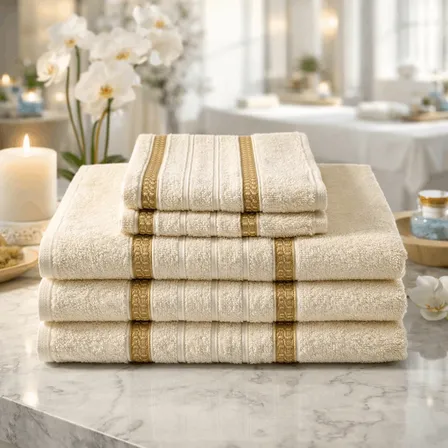 Jogo Toalhas 100% Algodão 3 Banho 2 Rosto Macia Resistente Bege