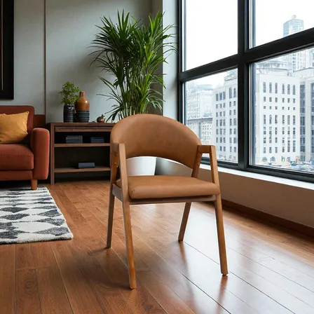 Cadeira Poltrona Sofá Confortável Dora Corano Caramelo Liso